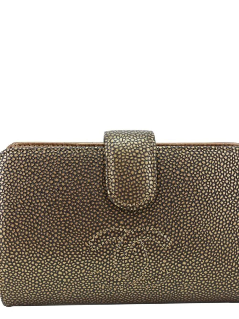 Chanel Timeless CC Caviar Leather Zipped Pocket Wallet Gold